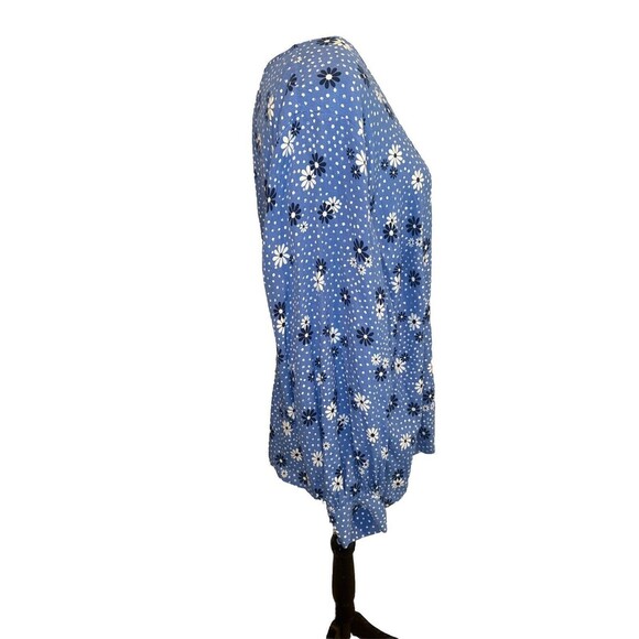 Women’s Talbots BLUE WHITE Floral Wrap Blouse Long Sleeve Viscose Sz 2X NEW - Picture 6 of 10